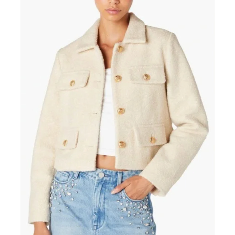 BLANKNYC Bouclé Crop Shacket Beige - NWT (Retail $148) - Size L